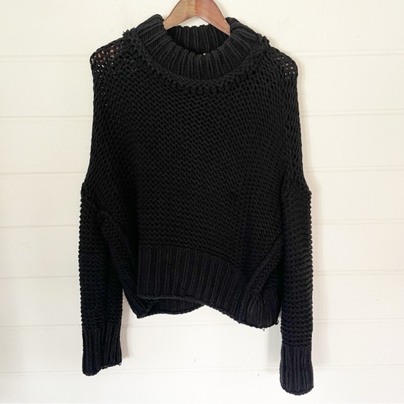 Free People 'My Only Sunshine' Chunky Knit
Mock Neck Sweater in Black Medium - Picture 7 of 15